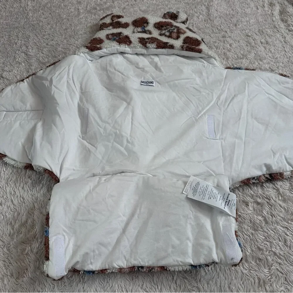 Moschino Cozy Teddy Bear Patterned Sherpa Baby Onesie